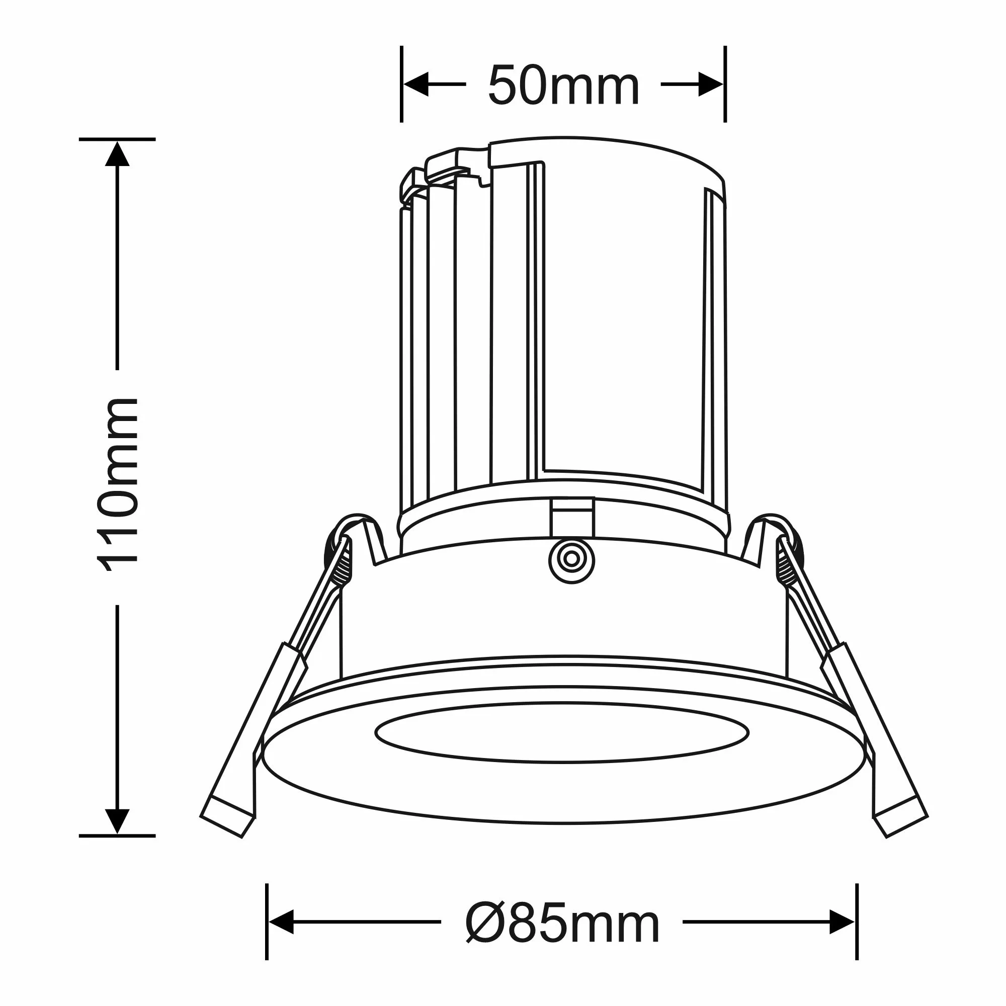 Bruve 9 Tridonic powered 9W 2700K 700lm 36° LED Engine,250mA , CRI>90 LED Engine Polished Chrome Fixed Round Recessed Downlight, Inner Glass cover, IP65 DM201469  Dlux Bruve 9 IP65